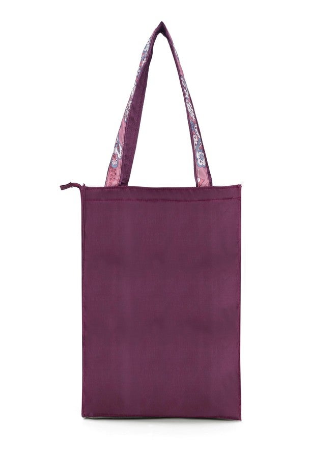 حقيبة تسوق قابلة للطي من BAG IN ENTERPRISE للسفر والتسوق - تصميم زهري، إغلاق بسحاب (وردي) - Image 4